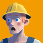 scared construction worker, high resolution, ghibli inspired, 4k